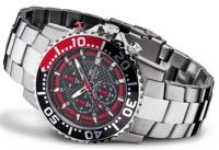 FIREFOX ZION Edelstahl Chronograph 10 ATM FFS17-102b schwarz/rot - Aussteller!