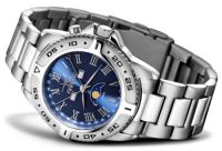 FIREFOX Edelstahl MONDPHASENUHR FFS01-503 sunray blau - Aussteller!