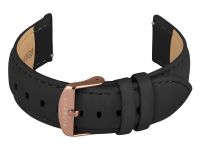 FIREFOX Uhrenarmband Leder schwarz 20mm Dornschliesse Edelstahl rosevergoldet LB-02-A20d