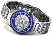 FIREFOX AUSSTELLER Damenuhr Edelstahl Chronograph Zirkoniasteine FFS177-103 blau